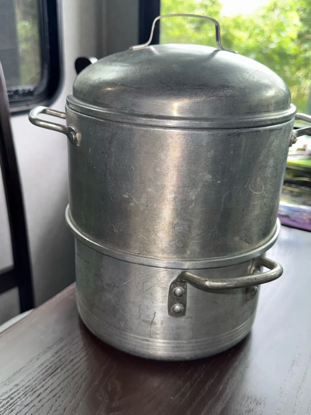 Vintage Leyse Aluminum 3-Piece 2 Qt Steamer Pot w/ Insert & Lid Campfire